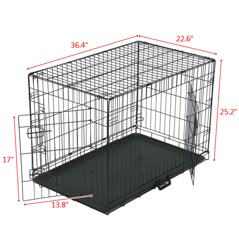 Pet Kennel Cat Dog Folding Steel Crate Animal Playpen Wire Metal 36"