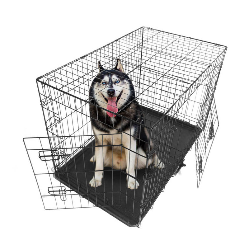 Pet Kennel Cat Dog Folding Steel Crate Animal Playpen Wire Metal 36"