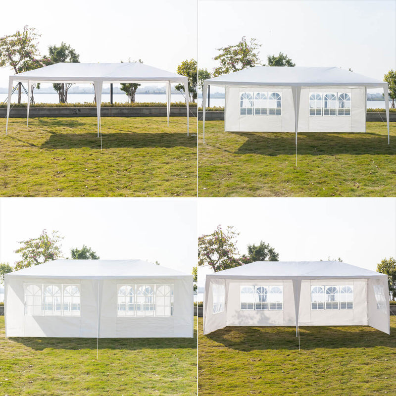 Canopy Tent 10x20 ft Outdoor Shelter Gazebos with 4 Removable Sidewalls for Wedding Beach Party Picnic, White