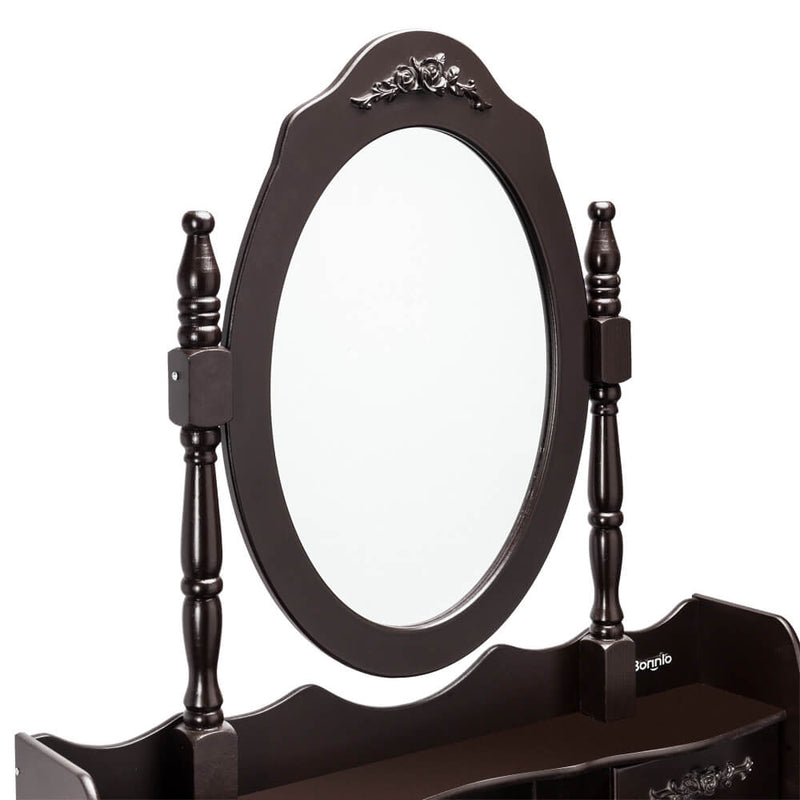 Modern Concise 4-Drawer Removable Mirror Dresser Brown