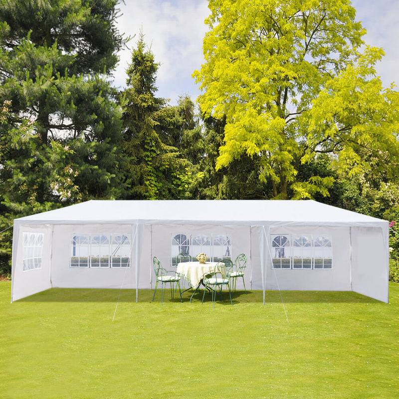 Homhum Waterproof Canopy Tent 10 x 30 ft Five Sides with Spiral Tubes for BBQ Wedding, White