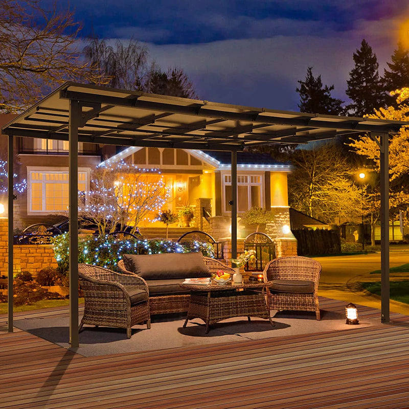 Hardtop Gazebo Outdoor Aluminum Pergola for Garden, Patio, Backyard-Gray