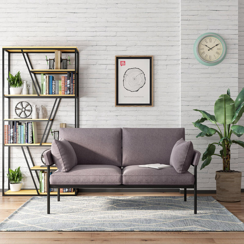 Loveseat Modern Upholstered Couch Fabric with Cushion Anti-Slip Sofa Gray