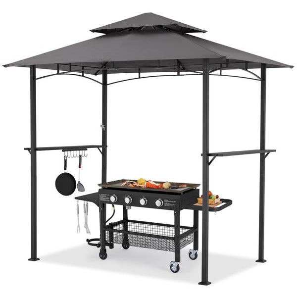 AECOJOY 8' x 5' Outdoor Grill Gazebo Gray