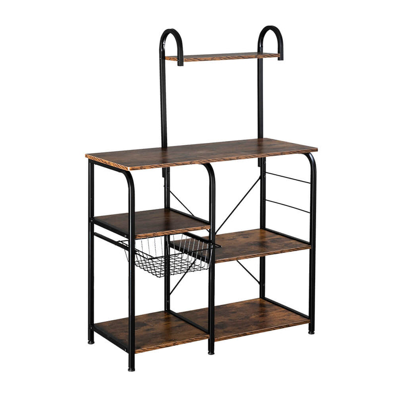 Vintage Kitchen Baker's Rack Storage Shelf with 10 Hooks