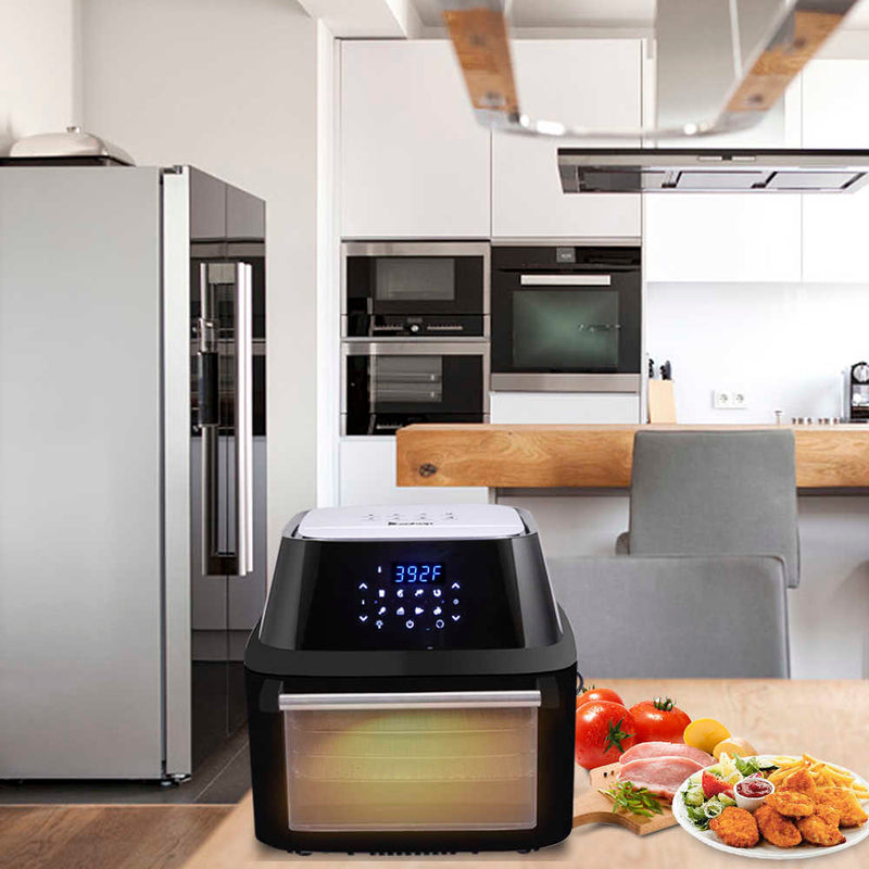 All-in-One Air Fryer Oven Family Size Roast, Bake, Dehydrator, Oilless Cooker Black