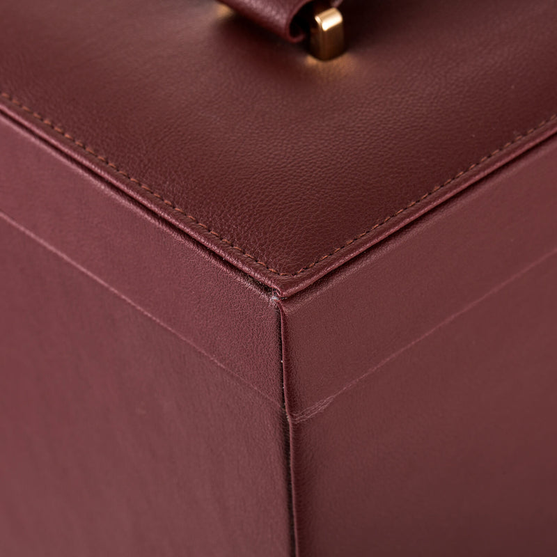 Synthetic Leather Huge Jewelry Box Mirrored Watch Organizer Storage Lockable Gift Case Brown