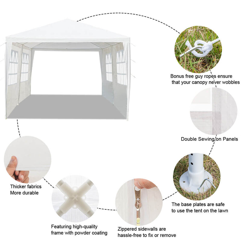Canopy Tent 10x20 ft Outdoor Shelter Gazebos with 4 Removable Sidewalls for Wedding Beach Party Picnic, White
