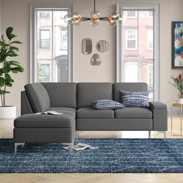 85.5" Left Facing Sectional Sofa  in Gray