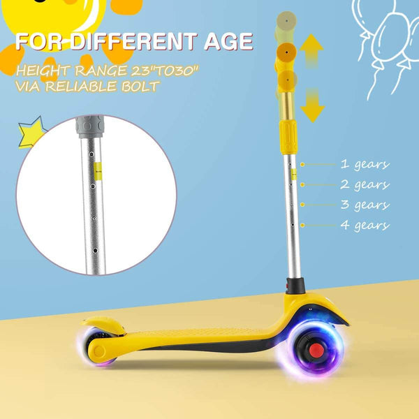 Scooter for Kids, LED Light-up Scooter, Kids Scooter with 3 Wheel LED Lights Yellow