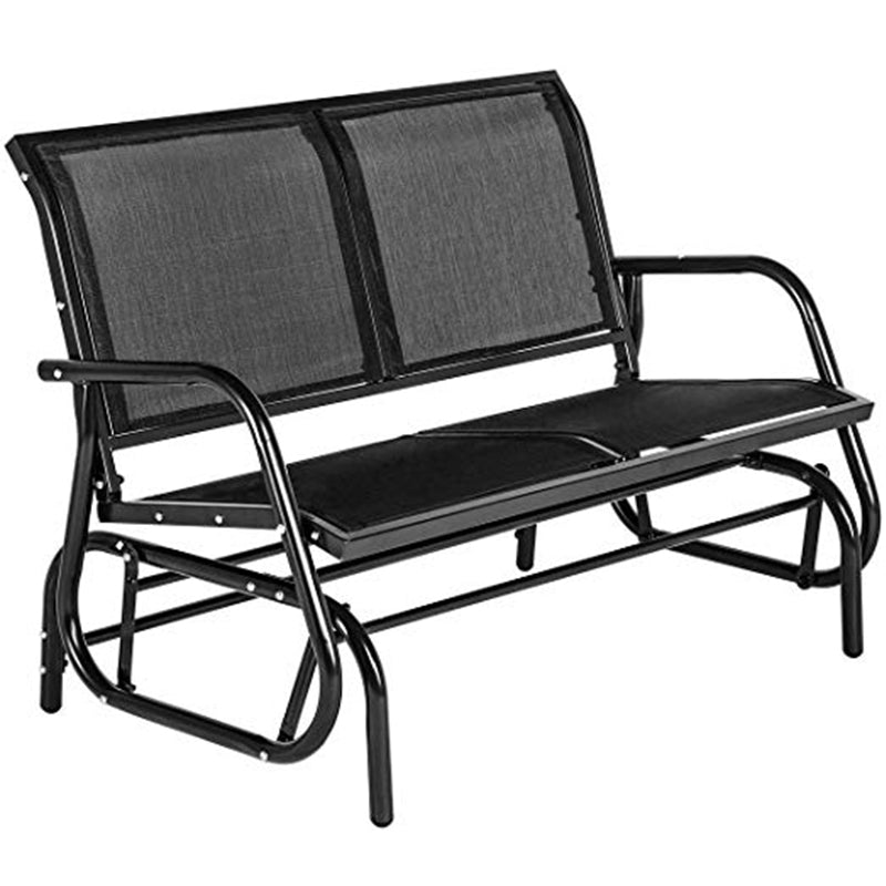 2 Seats Outdoor Swing Glider Loveseat Chair with Powder Coated Steel Frame