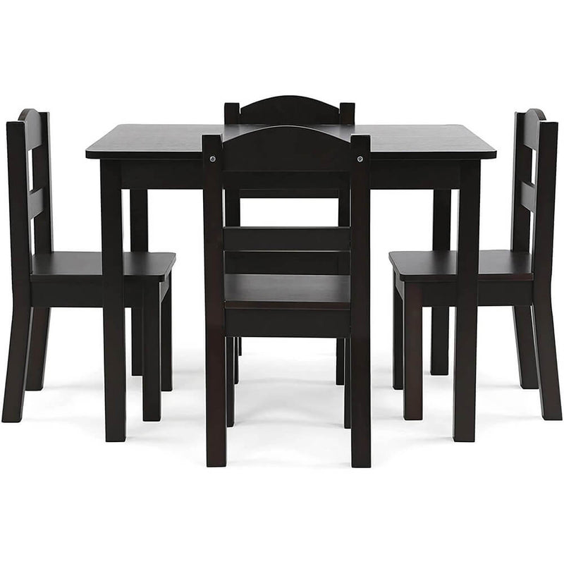 Espresso Kids Wood Table & 4 Chair Set 5-Piece
