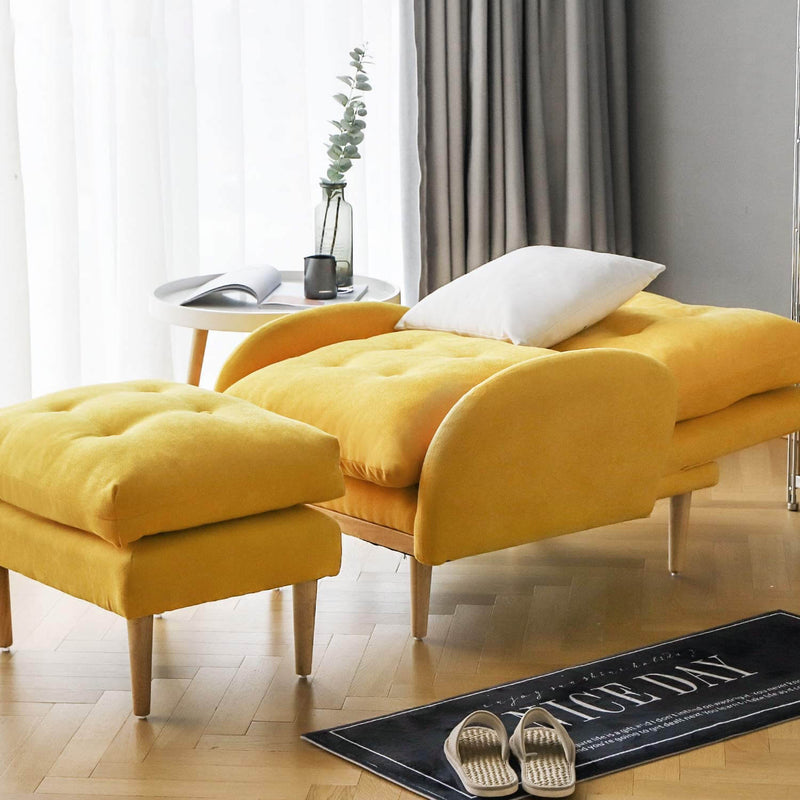 Sofa Chair with Ottoman Fabric Lounge Recliner Adjustable Backrest