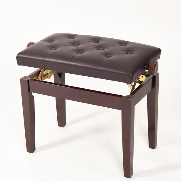 22'' Genuine Leather Adjustable Piano Bench, Artist Concert Piano Bench Stool, Brown