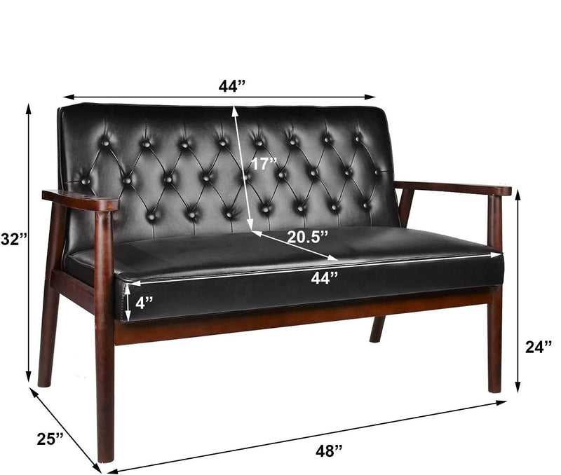 Mid Century Retro Modern 2 Seater Loveseat Sofa Sturdy and Durable Double Sofa Solid Wooden