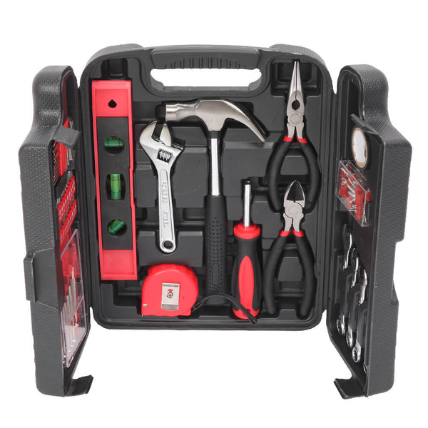136 Piece Tool Set-General Household Hand Tool Kit, Auto Repair Tool Set Red