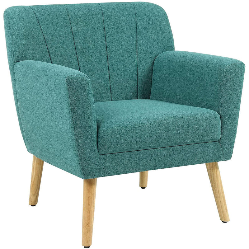 Mid-Century Modern Fabric Club Chair Solid Wood Legs Accent Chair Green
