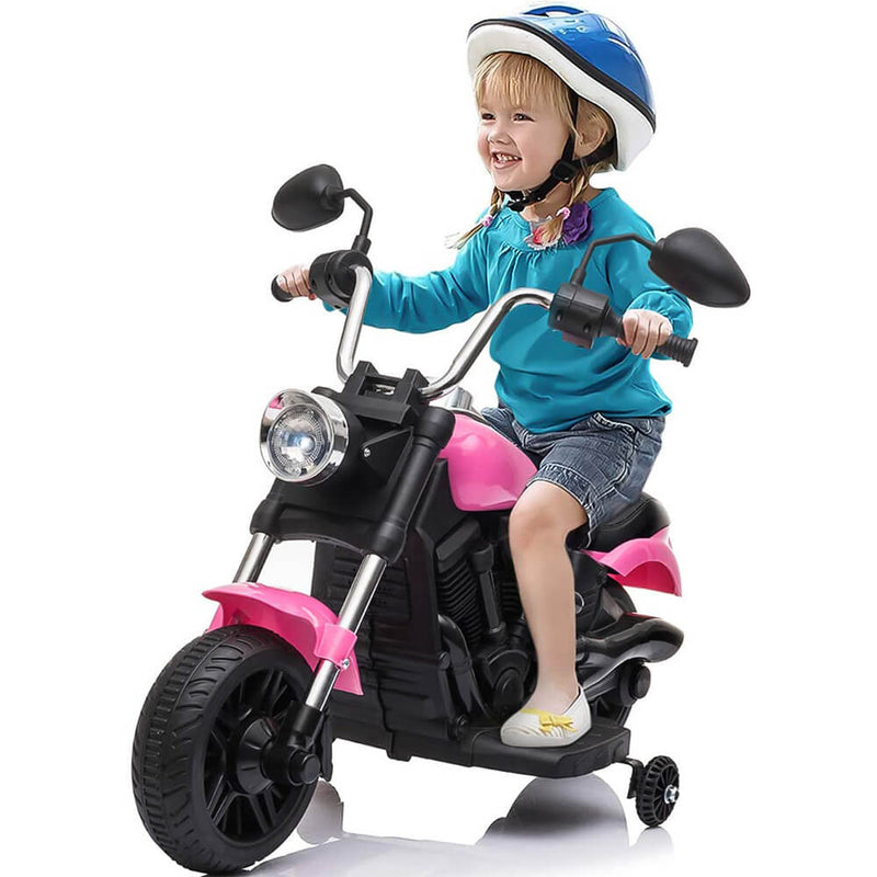Ride on Toy for Kids Battery Powered Motorcycle With Training Wheels Pink