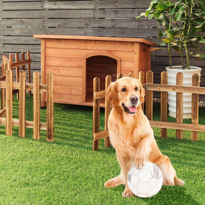 Outdoor Weather-Resistant Dog House Wooden Log Cabin Home Pet Furniture