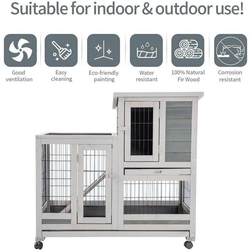 Rabbit Hutch Pet House for Small Animals Indoor & Outdoor (37 inches)