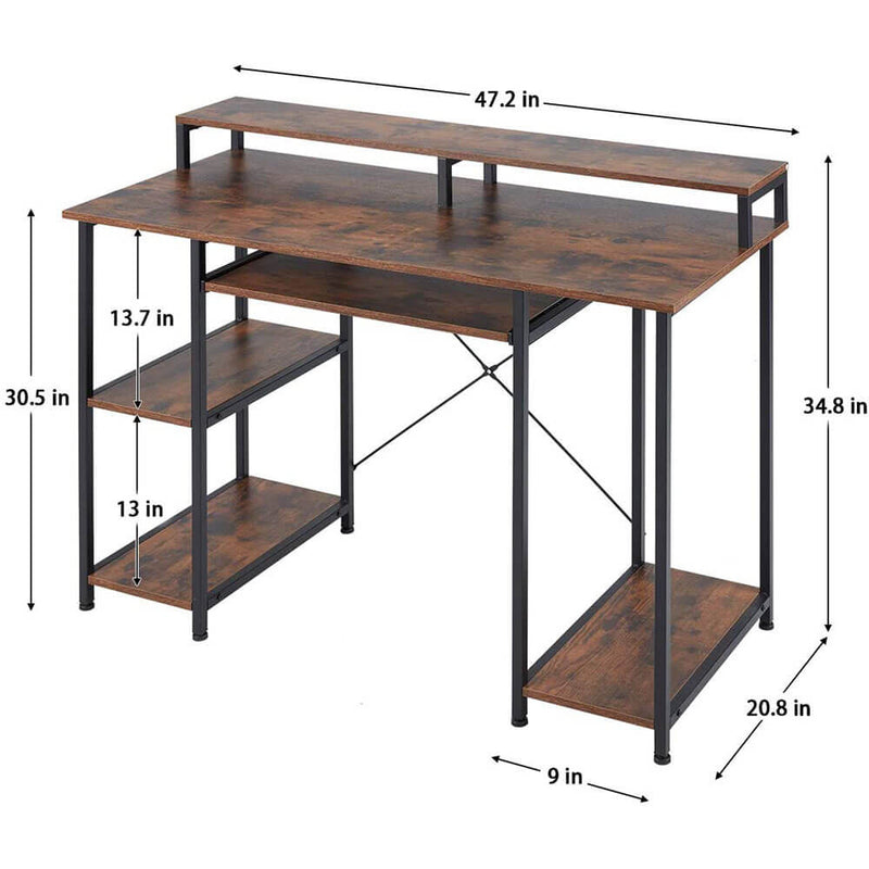 47inch Computer Desk,Modern Home Office Desks with Open Storage Shelves