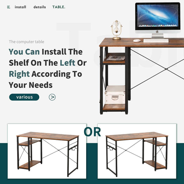 Industrial Computer Writing Desk, Large Writing Desk for Home Office 47IN