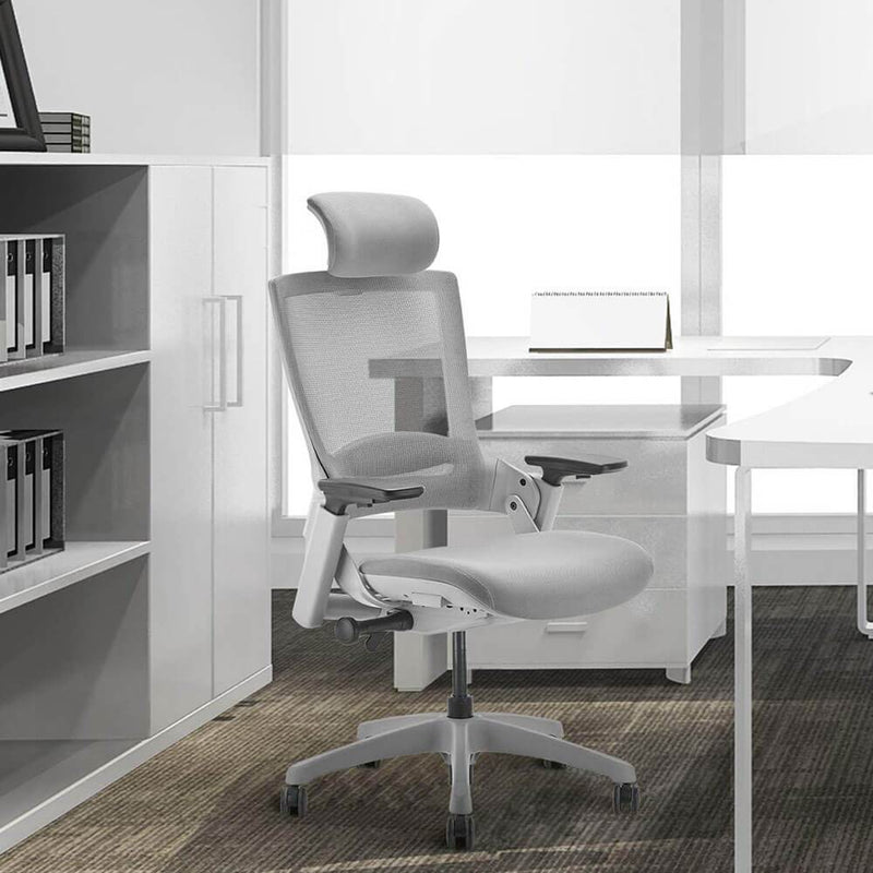 Ergonomic High Swivel Executive With Head Home Office Chair Grey Mesh Back