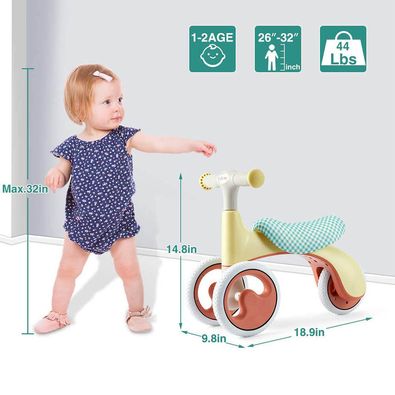 Baby Balance Bike, Adjustable Baby Bicycle Toddler Bike Yellow