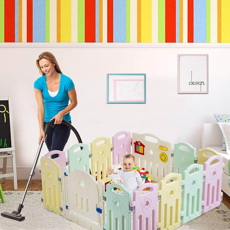 Baby Playpen Playard Infants Toddler 14 Panels Safety Kids Indoor Baby Fence