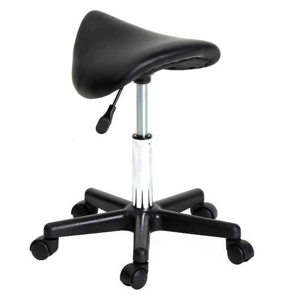 Salon Spa Office Saddle Stool Plastic Flat Feet Rotation Bar Stool Black