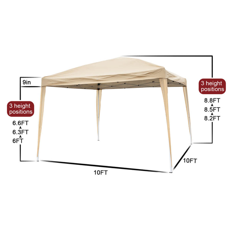 10 x 10 ft Pop up Canopy Tent with 2 Doors & 2 Windows Khaki