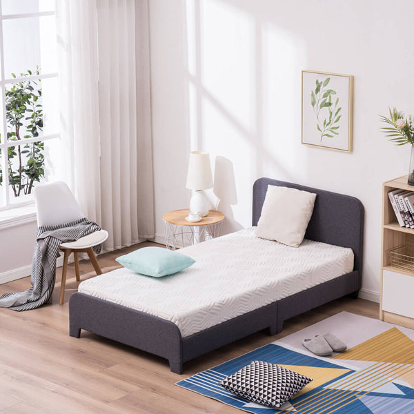 Upholstered Platform Bed Frame Mattress Foundation In Gray, Twin