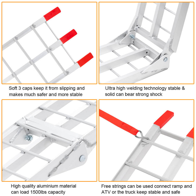 7.5ft Aluminum Foldable Motor Vehicle Loading Ramps 2 pcs