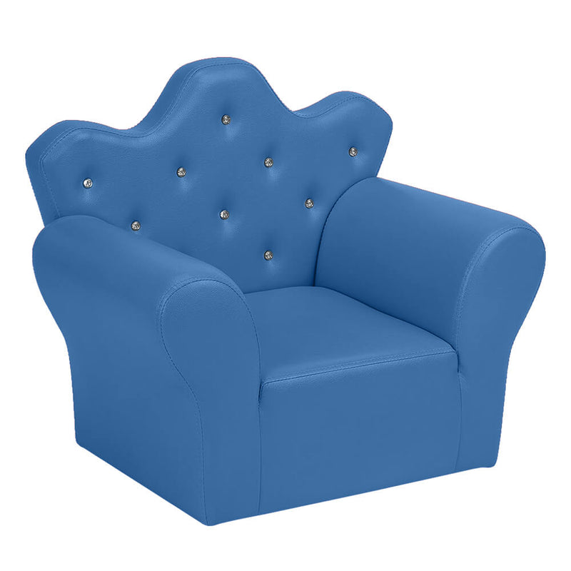 Kids Sofa With Upholstered Armchair with Ottoman Embedded Crystal Blue