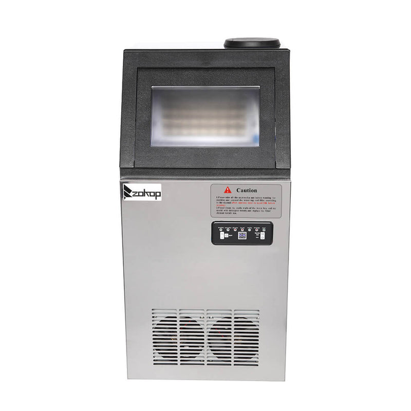 68KG/24H Refrigerator Stainless Steel Transparent Cover Commercial Ice Machine