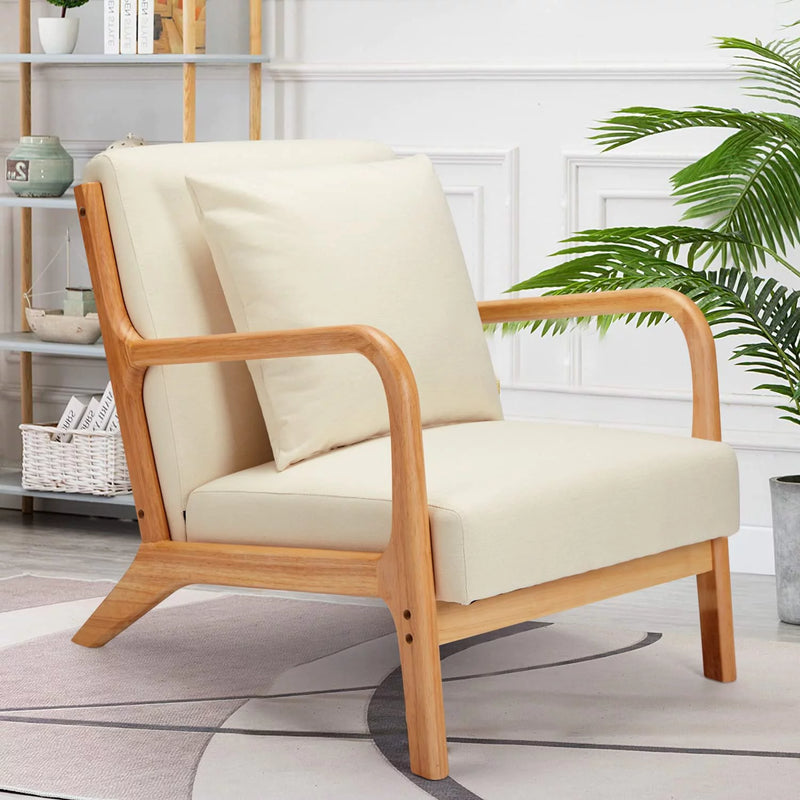 Accent Chair Fabric Arm Chair  Beige