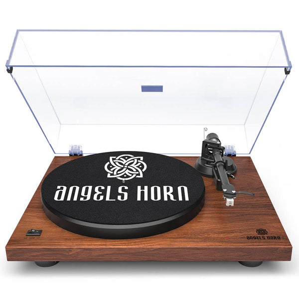 Record Player Built-in Phono Preamp and Belt Drive Vinyl Records Walnut Wood Brown