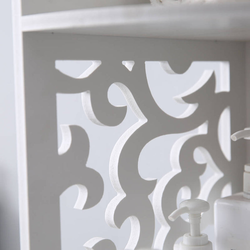 PVC Pattern Carved Bathroom Corner Shelf