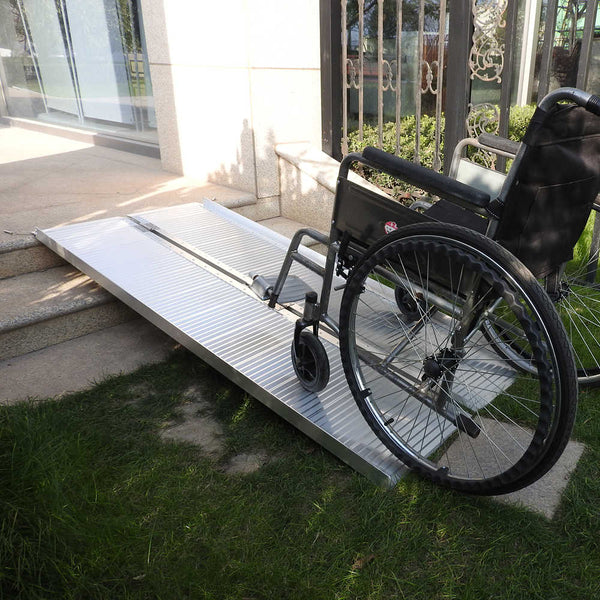 6 Ft Home Corridor Aluminum Alloy Folding Wheelchair Ramps Silver