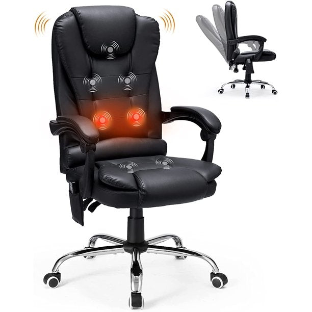 High Back Faux Leather Massage Office Chair Black