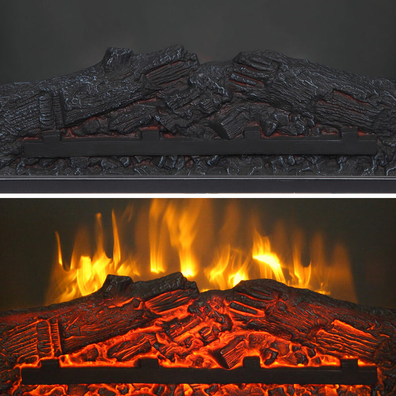 White Wood Cabinet Style 1400W Single Color Fake Wood Heating Wire With Small Remote Control Movement Black 18 Inches