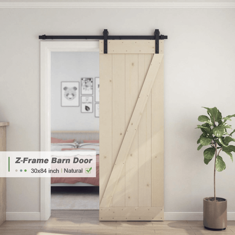 Sliding Barn Wood Door Slab Pre-Drilled Unfinished Natural Color Spruce Wood