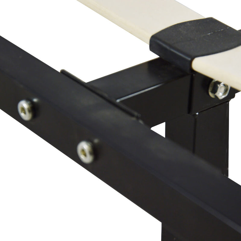 Wooden Slat and Iron Stand Queen Size Bed Black