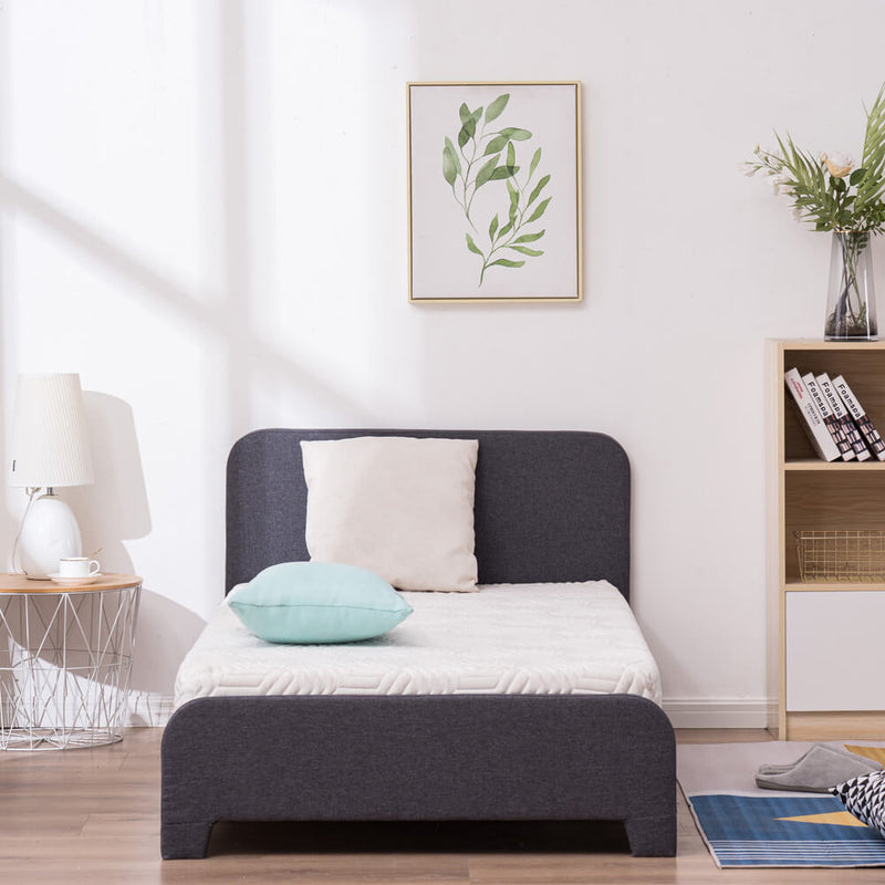 Upholstered Platform Bed Frame Mattress Foundation In Gray, Twin