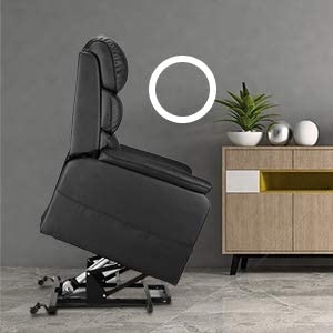 Electric Power Recliner Lift Chair Dual Motor Faux Leather Electric Recliner for Elderly, Heated Vibration Massage Sofa with Side Pockets & Remote Control, Black