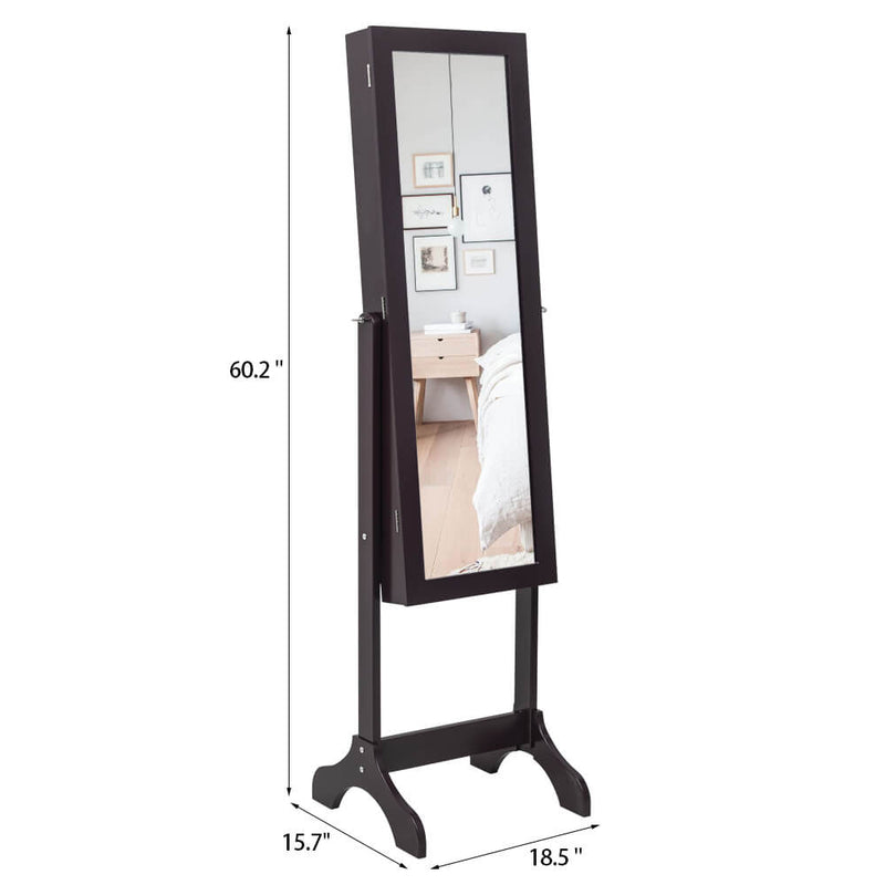 Wooden Floor Type 4-Layer Shelf Adjustable Mirror Cabinet