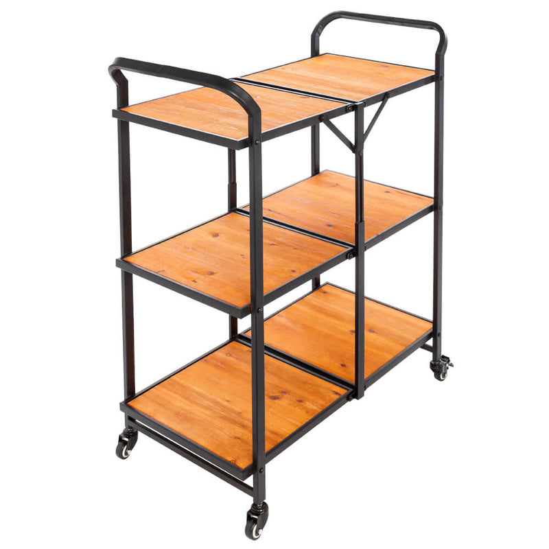 Iron & Wood Foldable Multi-function Cart with Wheels