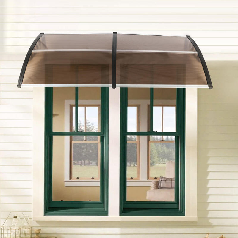 40" x 80" Door Window Awning, Front Door Outdoor Patio Awning Canopy UV Protection, Brown Board & Black Bracket