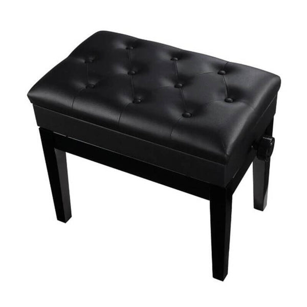 22'' Genuine Leather Piano Bench, Adjustable Artist Concert Piano Bench Stool, Black