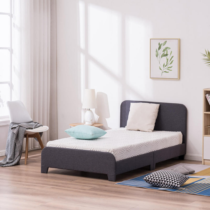 Upholstered Platform Bed Frame Mattress Foundation In Gray, Twin